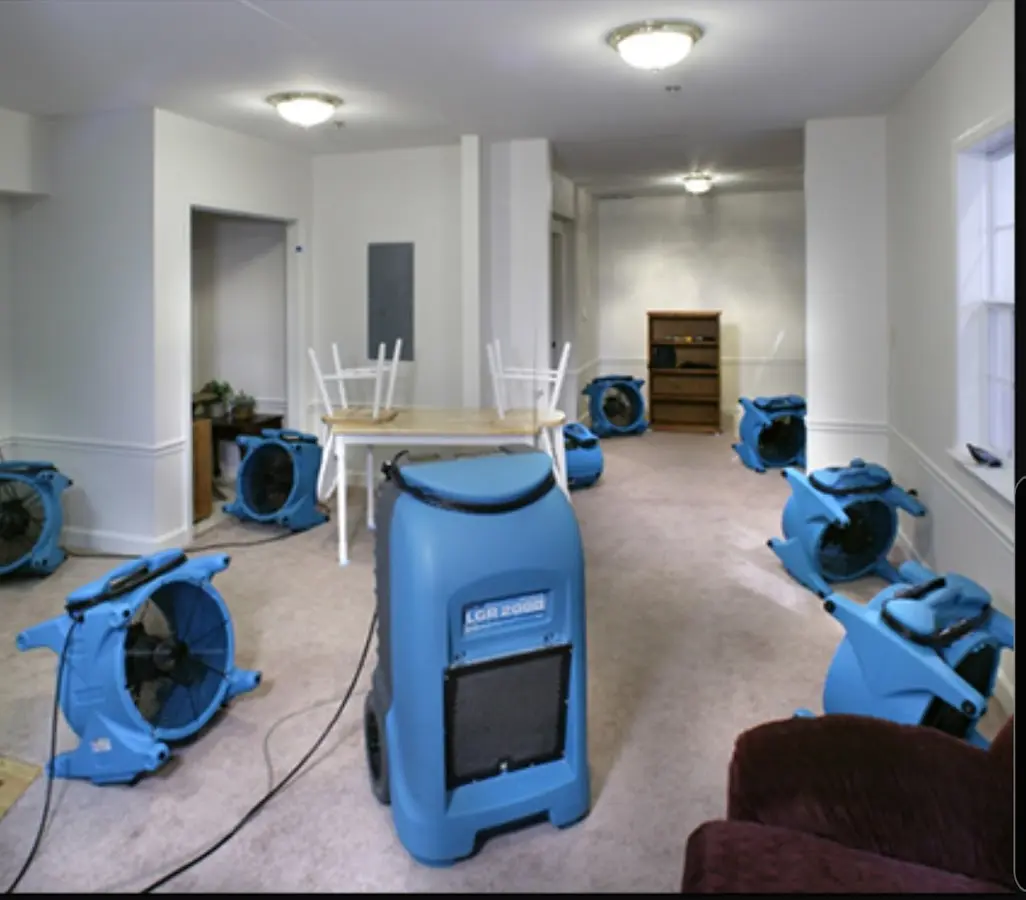 Air movers and dehumidifier setup for Water Damage Restoration in Fergus Falls